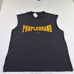 Purple Brand Tank Top Shirt Mens 2XL Black Spell Out Sleeveless Graphic NEW‎